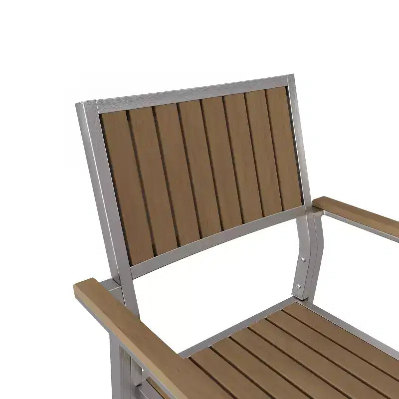 Christopher Knight Home Chaises de salle à manger Berteronian en aluminium et lattes de bois (lot de 2), argent/naturel