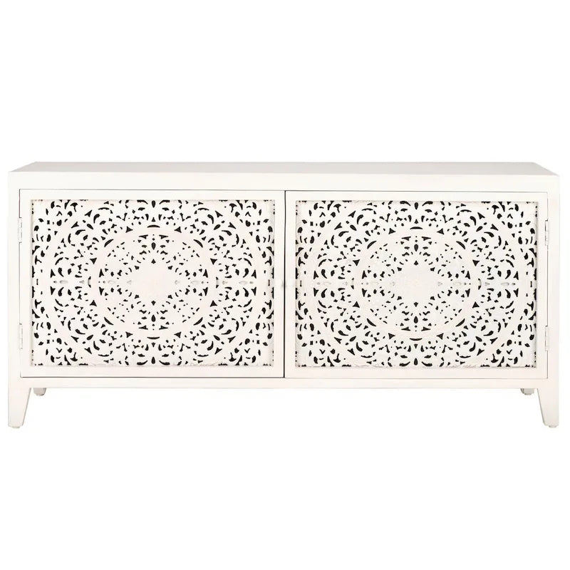 Meuble TV SAFAVIEH Ciji 2 étagères 2 portes (pour écran plat jusqu'à 60 pouces) – 139,7 cm L x 38,1 cm P x 66,04 cm H – 55"l x 15"p x 26"H
