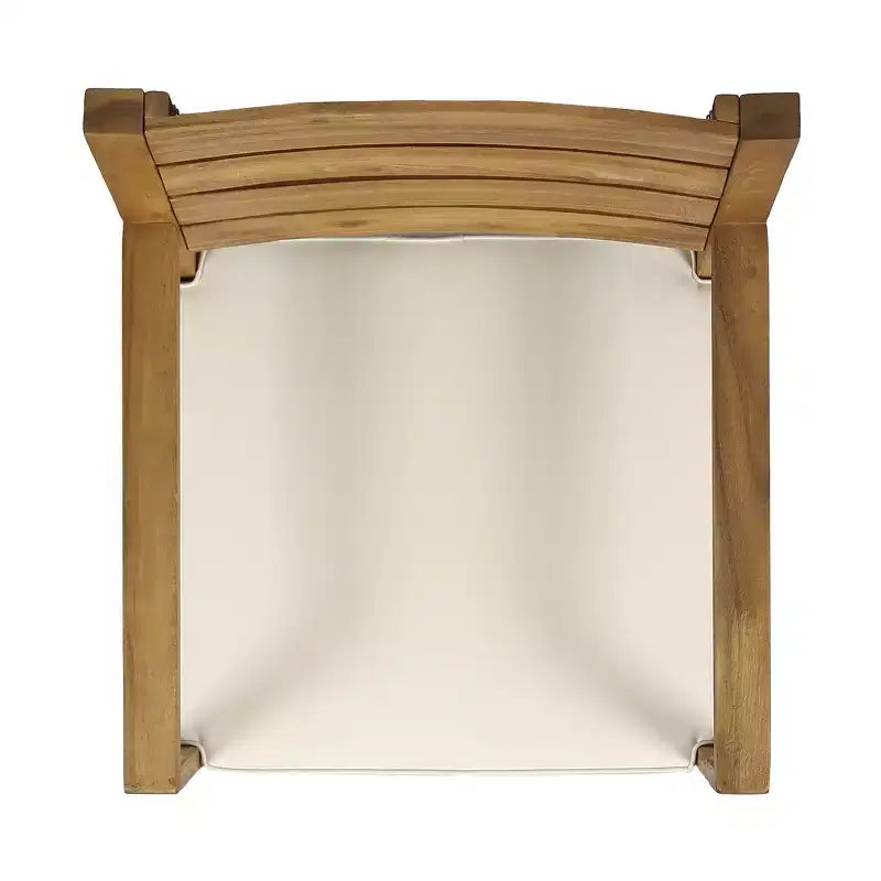 Chaises de salle à manger d'extérieur GDFStudio Agnew en bois d'acacia avec coussin (lot de 2), finition naturelle sablée/beige