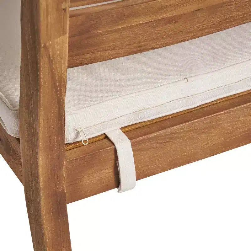 Chaises de salle à manger d'extérieur GDFStudio Agnew en bois d'acacia avec coussin (lot de 2), finition naturelle sablée/beige