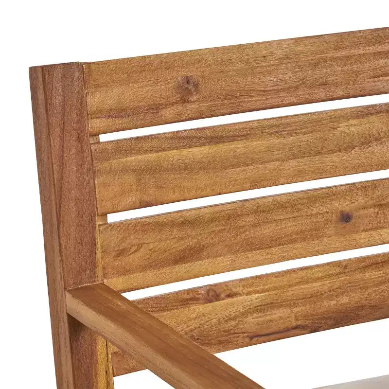 Chaises de salle à manger d'extérieur GDFStudio Agnew en bois d'acacia avec coussin (lot de 2), finition naturelle sablée/beige