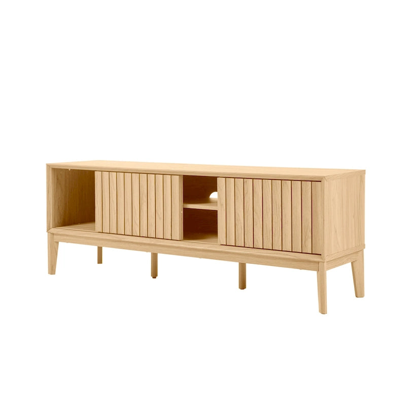 Meuble TV de ferme Damien de 58 po avec 3 rangements et porte coulissante, convient aux téléviseurs jusqu'à 65 po, avec gestion des câbles, par JONATHAN Y - 58
