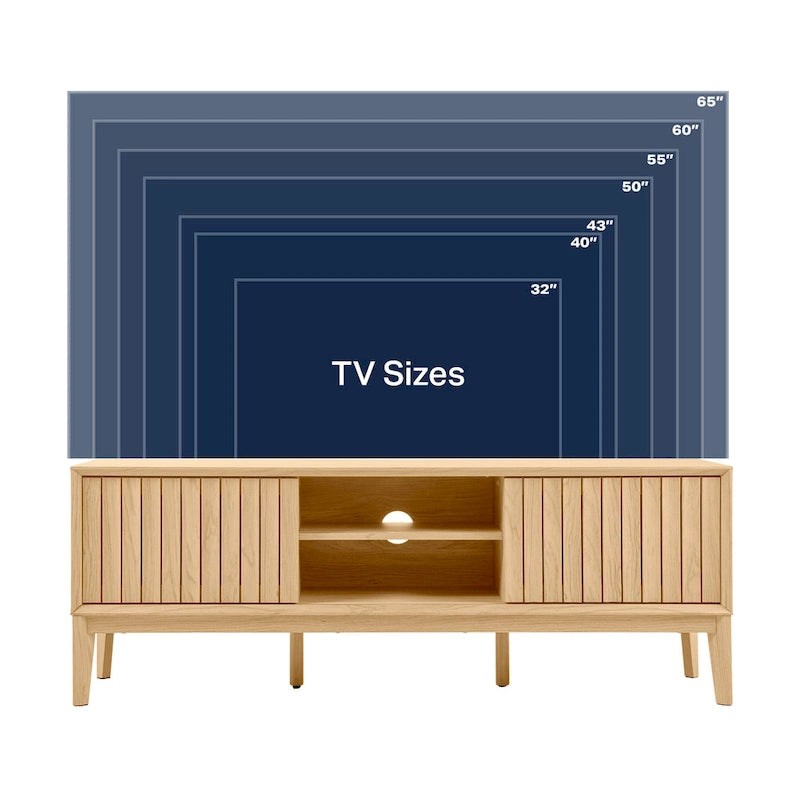 Meuble TV de ferme Damien de 58 po avec 3 rangements et porte coulissante, convient aux téléviseurs jusqu'à 65 po, avec gestion des câbles, par JONATHAN Y - 58