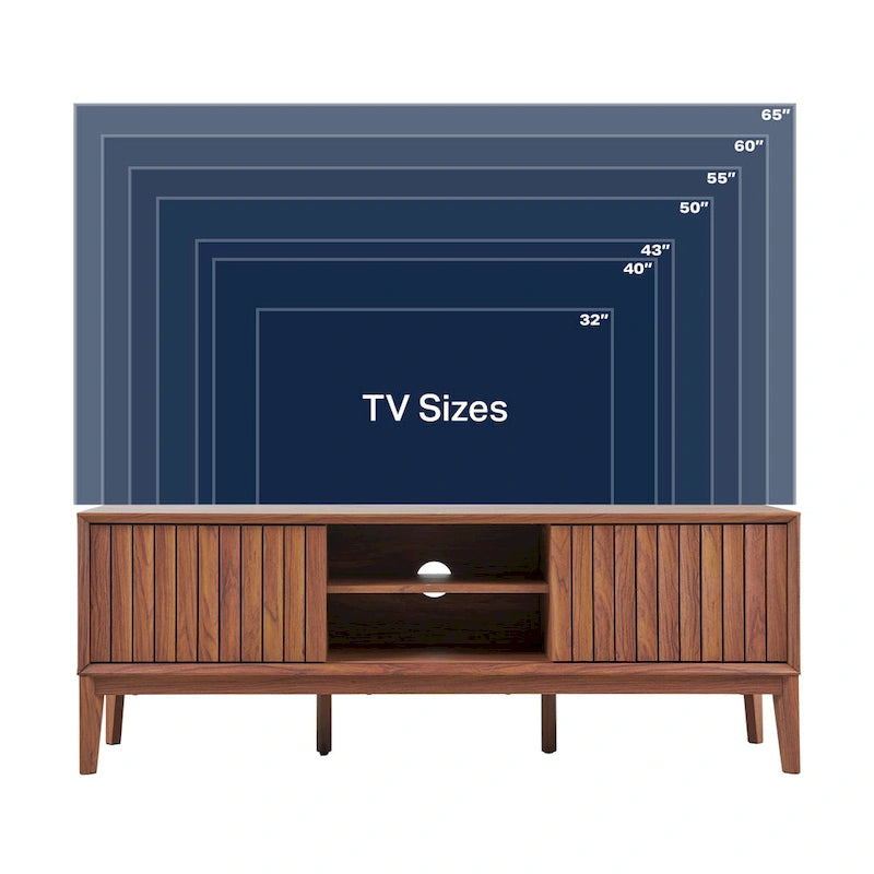 Meuble TV de ferme Damien de 58 po avec 3 rangements et porte coulissante, convient aux téléviseurs jusqu'à 65 po, avec gestion des câbles, par JONATHAN Y - 58