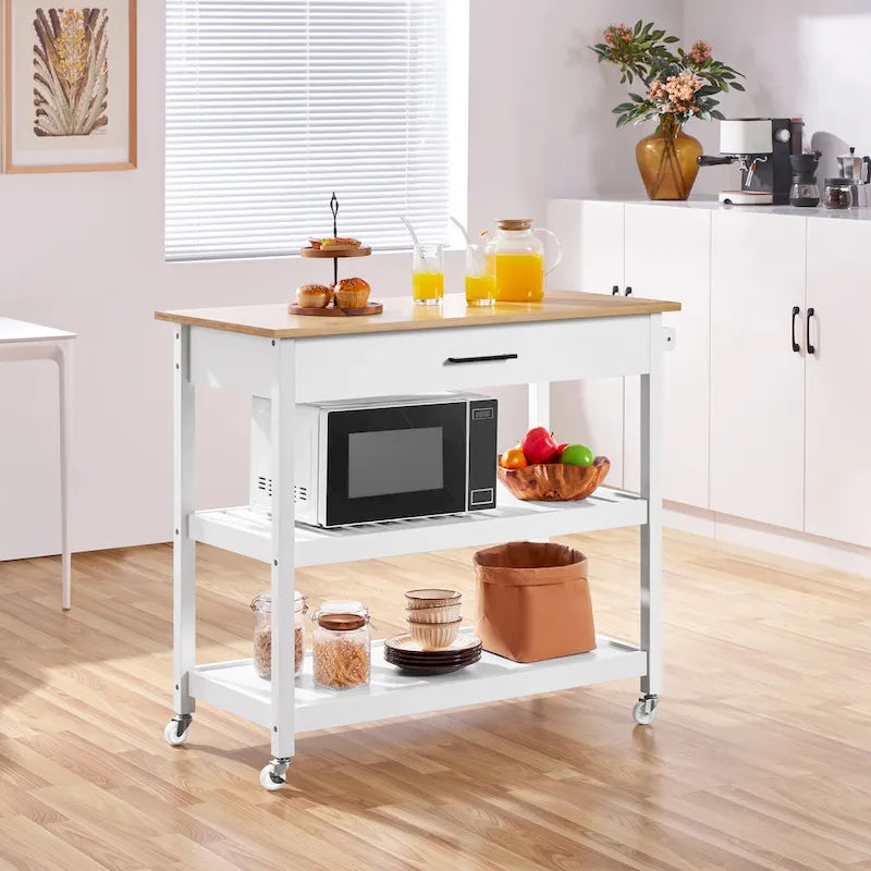 Desserte de cuisine avec rangement et tiroir Plan de travail en bois