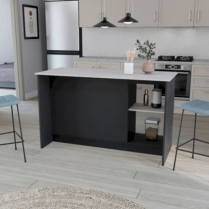 Îlot de cuisine pour salle à manger, Deux étagères de rangement ouvertes, Cuisine