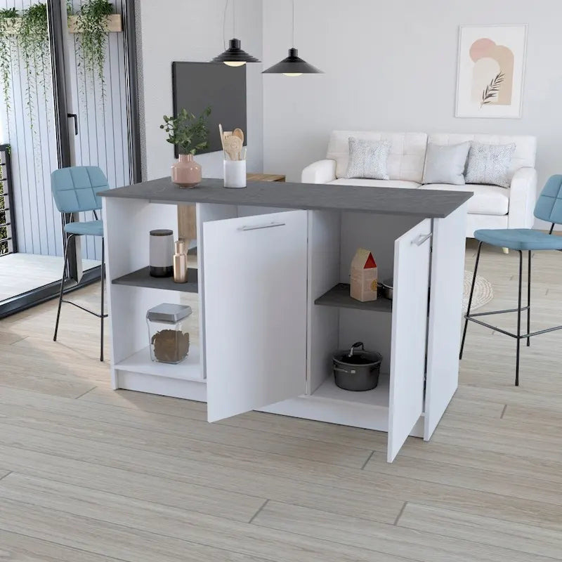 Îlot de cuisine pour salle à manger, Deux étagères de rangement ouvertes, Cuisine