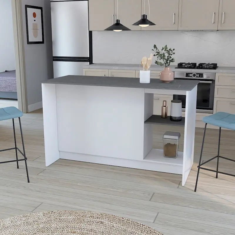 Îlot de cuisine pour salle à manger, Deux étagères de rangement ouvertes, Cuisine