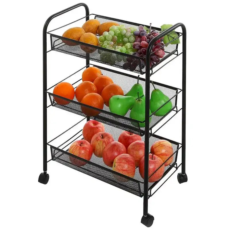 Dessert de cuisine roulante à 3 niveaux avec étagères métalliques