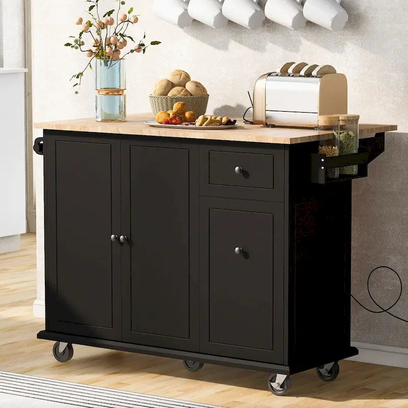 Chariot de Cuisine Roulant de 53,9 cm de Large avec Étagère de Rangement Interne et Organisateur de Placard Coulissant à 3 Niveaux