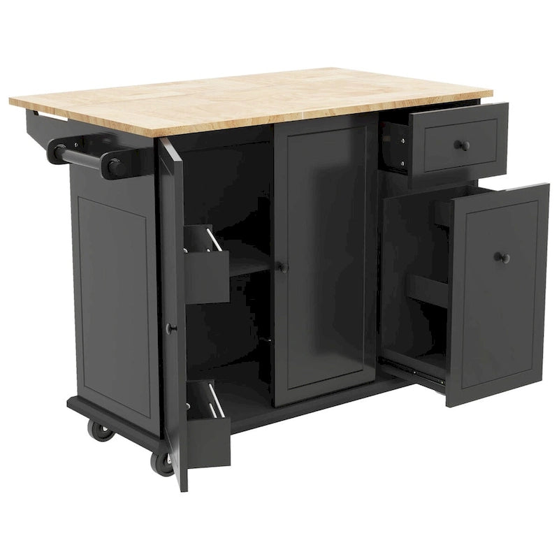 Chariot de Cuisine Roulant de 53,9 cm de Large avec Étagère de Rangement Interne et Organisateur de Placard Coulissant à 3 Niveaux