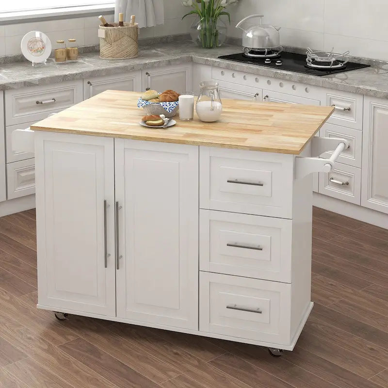Îlot de cuisine multifonctionnel et desserte/buffet avec porte-épices et porte-serviettes