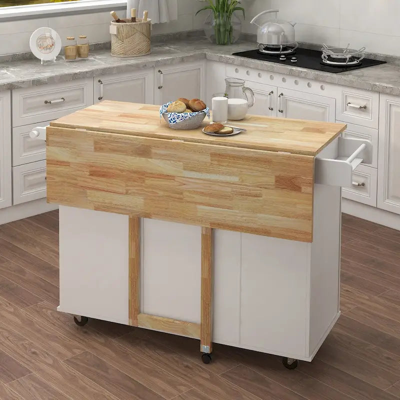 Îlot de cuisine multifonctionnel et desserte/buffet avec porte-épices et porte-serviettes