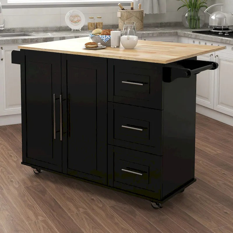 Îlot de cuisine multifonctionnel et desserte/buffet avec porte-épices et porte-serviettes