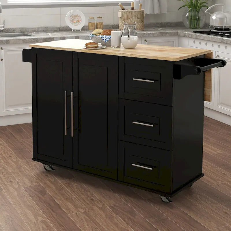 Îlot de cuisine multifonctionnel et desserte/buffet avec porte-épices et porte-serviettes