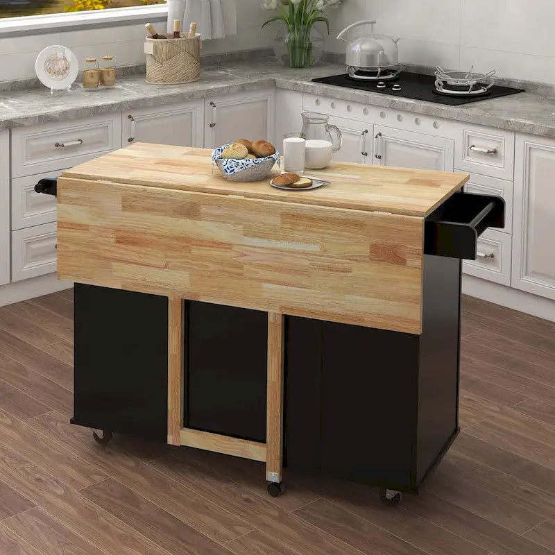Îlot de cuisine multifonctionnel et desserte/buffet avec porte-épices et porte-serviettes