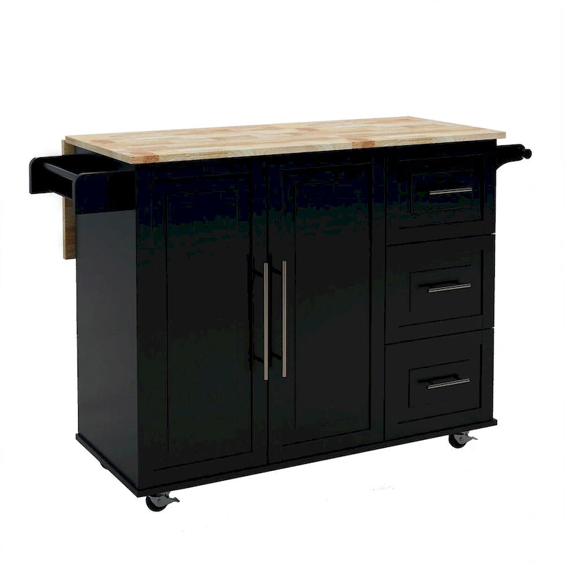 Îlot de cuisine multifonctionnel et desserte/buffet avec porte-épices et porte-serviettes