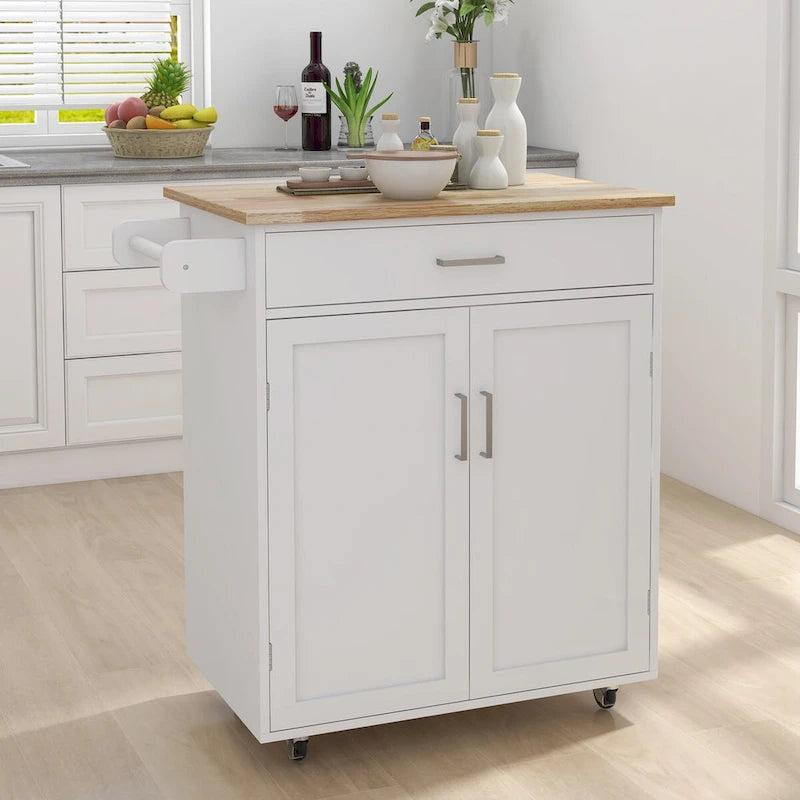Table/Buffet/Bahut d'îlot de cuisine avec roulettes verrouillables et porte-serviettes