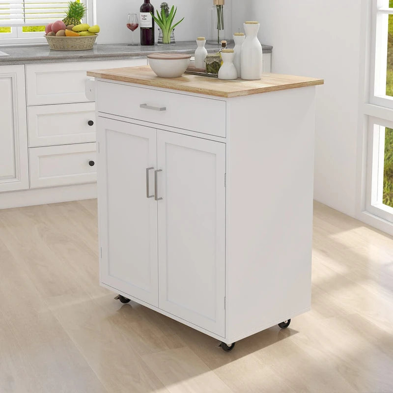 Table/Buffet/Bahut d'îlot de cuisine avec roulettes verrouillables et porte-serviettes