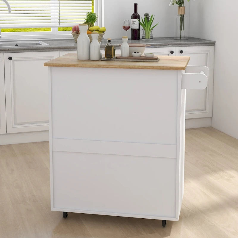 Table/Buffet/Bahut d'îlot de cuisine avec roulettes verrouillables et porte-serviettes