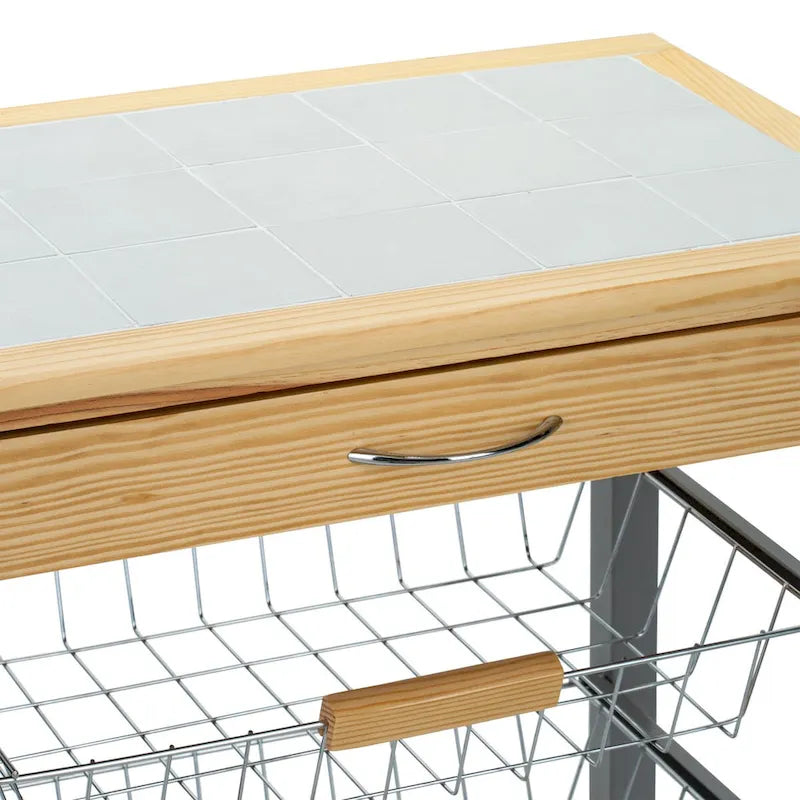 Desserte de cuisine roulante avec porte-bouteilles - 22,50 x 14,50 x 30,00