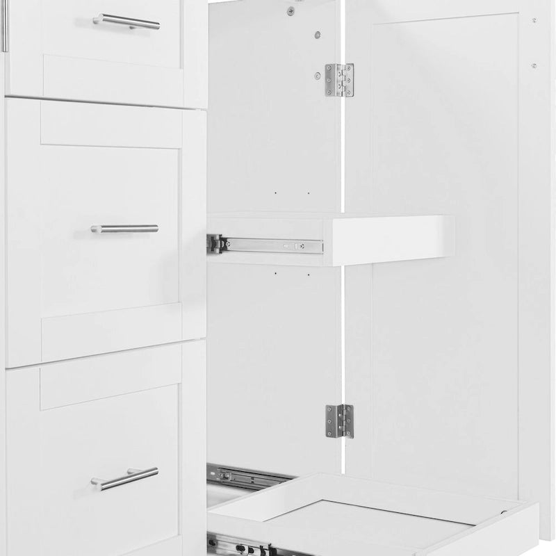 Îlot de cuisine de 127 cm de large avec 3 tiroirs, 2 étagères coulissantes et un support de rangement interne