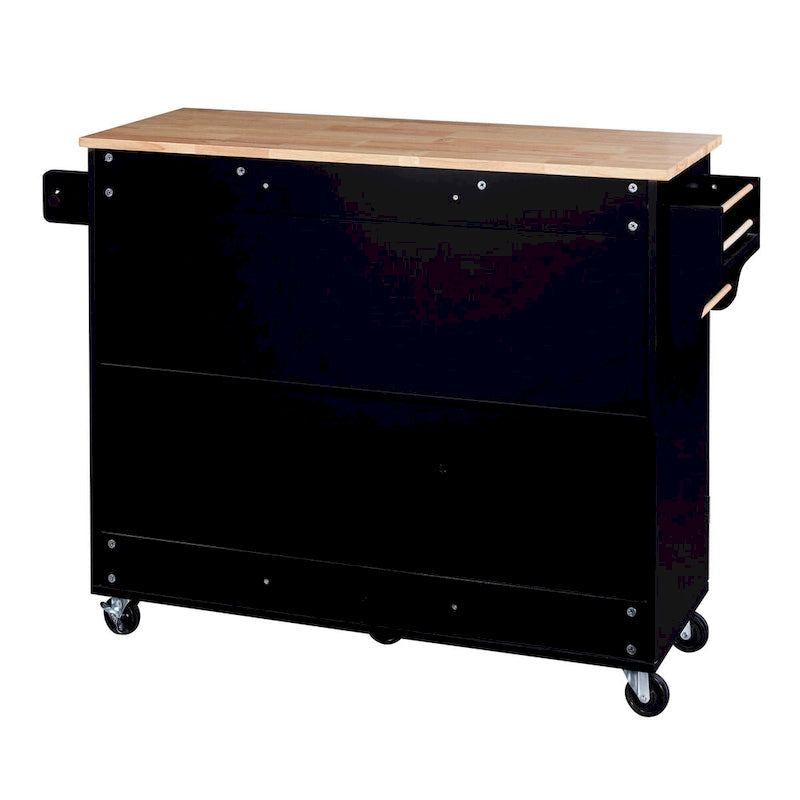Îlot de cuisine de 127 cm de large avec 3 tiroirs, 2 étagères coulissantes et un support de rangement interne