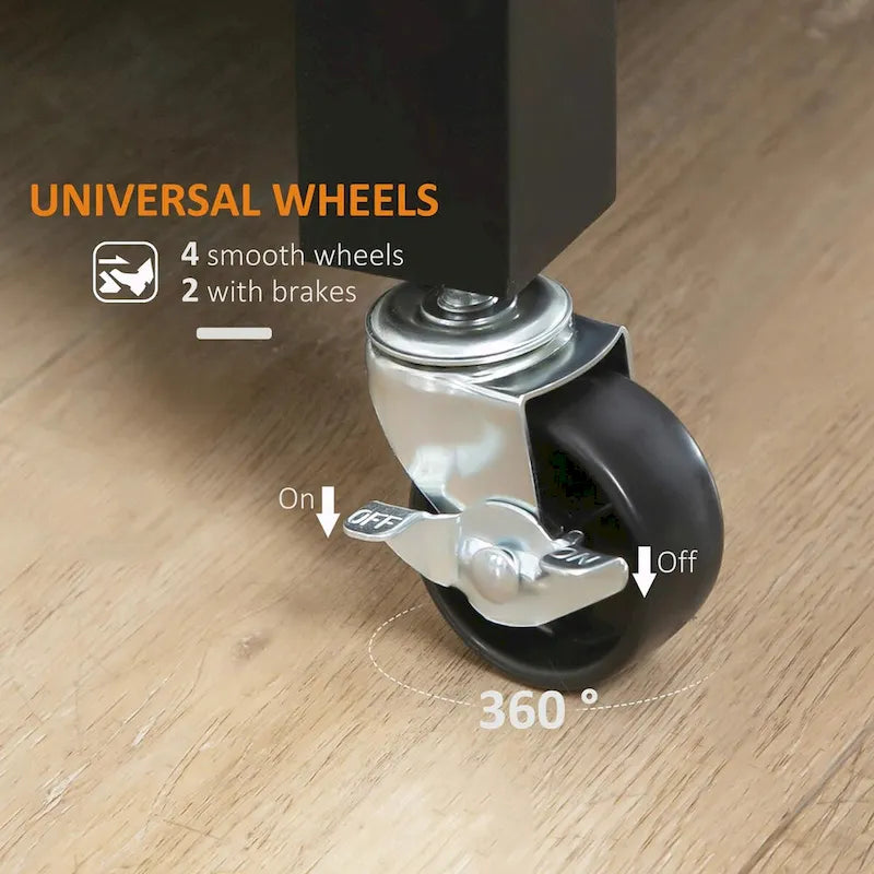 Desserte de cuisine roulante avec plateau en bois massif et tiroir