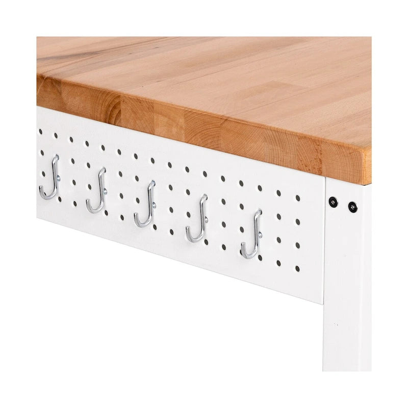 Table îlot Home Work Center avec plateau en bois massif, 48 po L x 24 po P x 36 po H, blanche