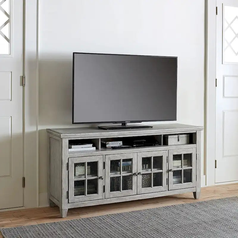 Meuble TV blanc antique Heartland pour appareils de divertissement