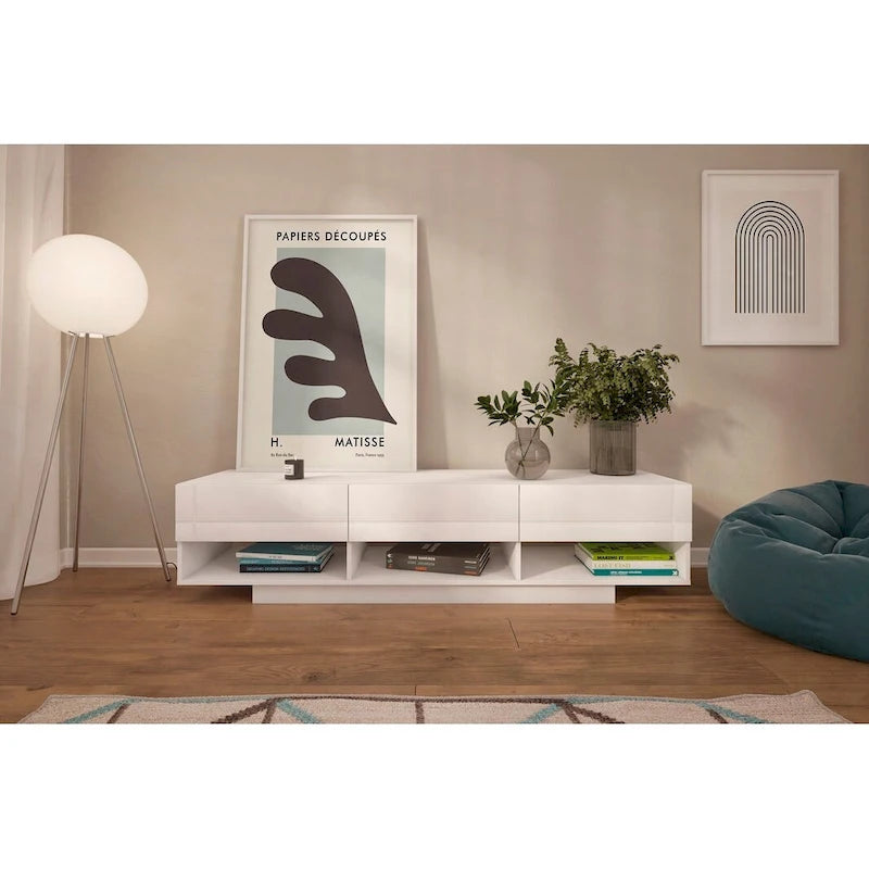 Meuble TV à 3 tiroirs Nexera Stereo, 72 po, noir