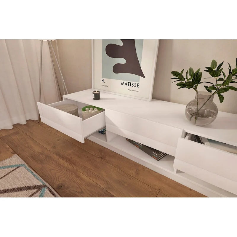 Meuble TV à 3 tiroirs Nexera Stereo, 72 po, noir