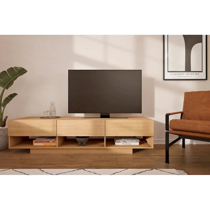 Meuble TV à 3 tiroirs Nexera Stereo, 72 po, noir