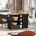 Îlot de cuisine polyvalent en bois massif de 50,80 W avec rangement et deux roulettes verrouillables