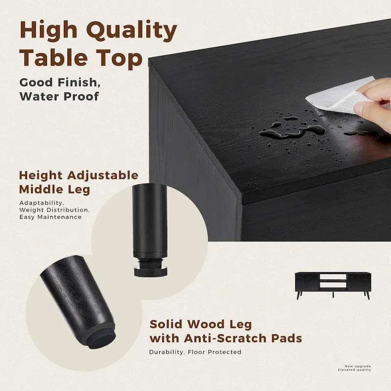Meuble TV pour Téléviseurs de 55-60 pouces, Meuble de Rangement avec 2 Placards, Table Console, Meuble de Salon ou Chambre à Coucher