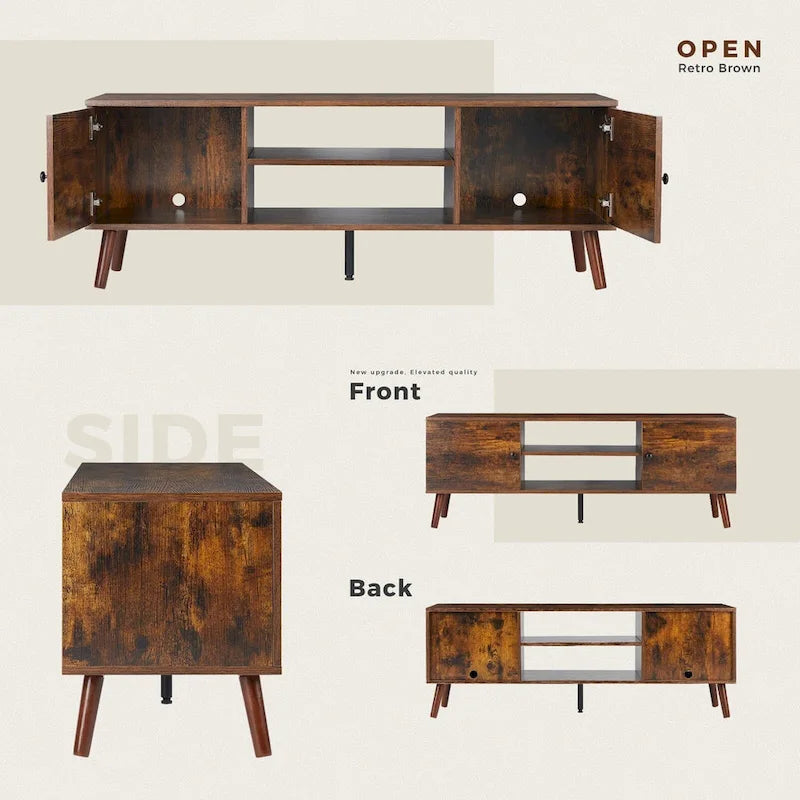 Meuble TV pour Téléviseurs de 55-60 pouces, Meuble de Rangement avec 2 Placards, Table Console, Meuble de Salon ou Chambre à Coucher