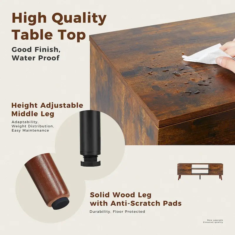 Meuble TV pour Téléviseurs de 55-60 pouces, Meuble de Rangement avec 2 Placards, Table Console, Meuble de Salon ou Chambre à Coucher