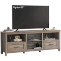 Meuble TV gris avec tiroirs de rangement et gestion des câbles pour TV de 65/75 pouces - M