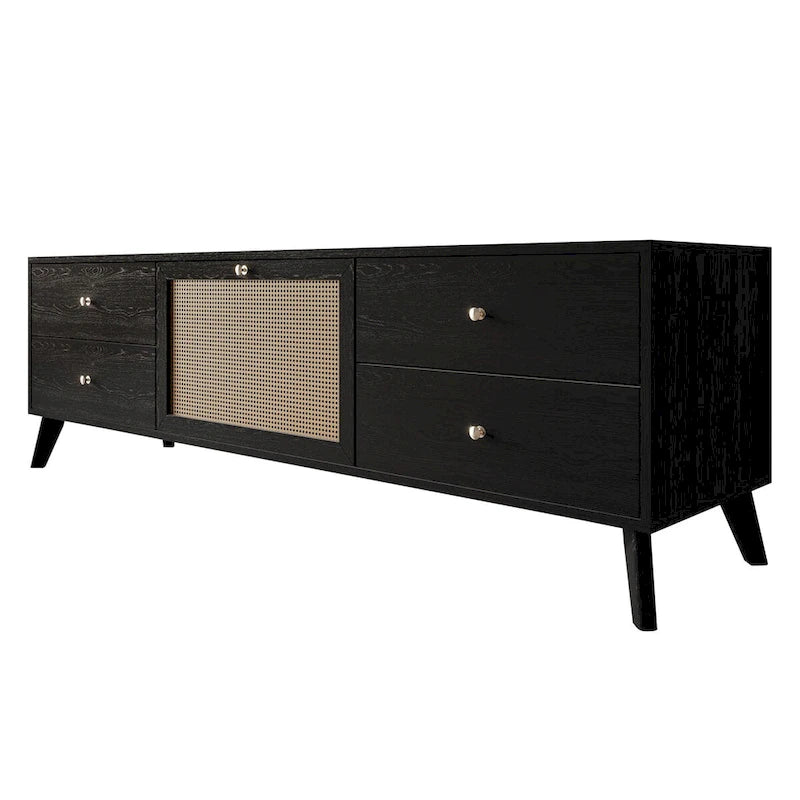 Meuble TV console moderne du milieu du siècle CraftPorch, noir