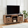Meuble TV console multimédia en bois de 60 po, meuble de divertissement classique