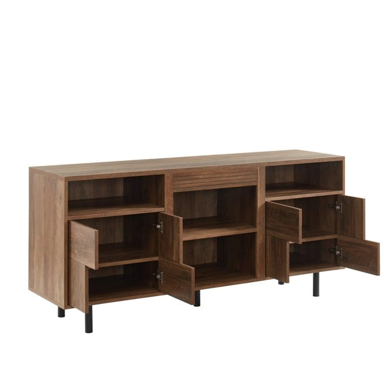 Meuble TV console multimédia en bois de 60 po, meuble de divertissement classique