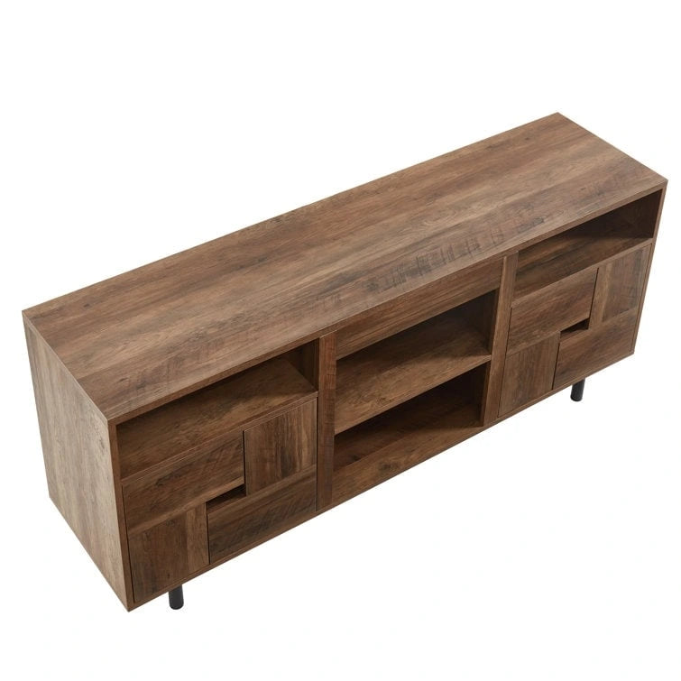 Meuble TV console multimédia en bois de 60 po, meuble de divertissement classique