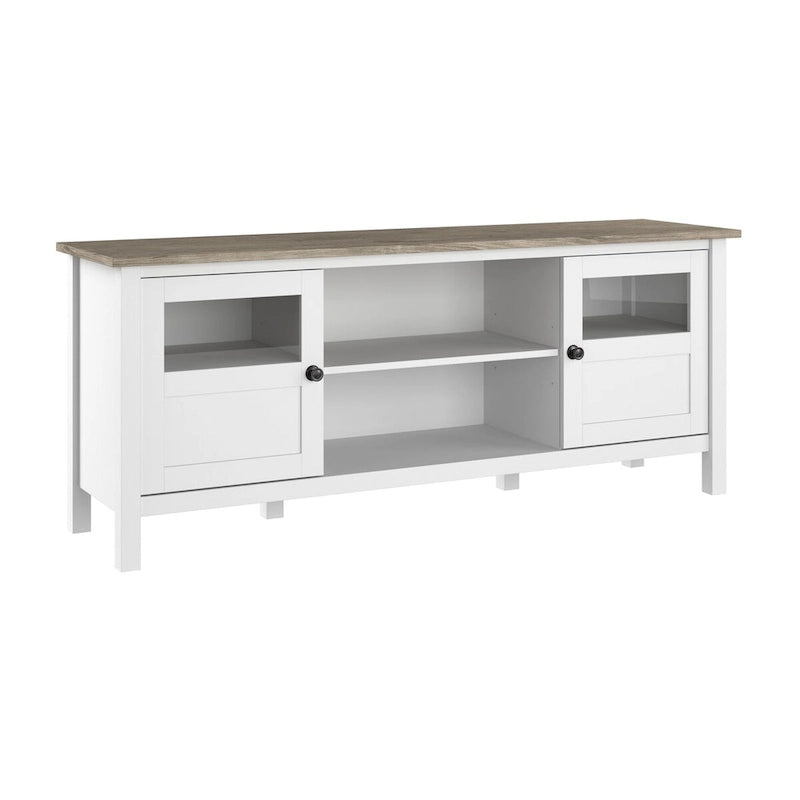 Meuble TV Bush Furniture Mayfield 60W avec portes et étagères.