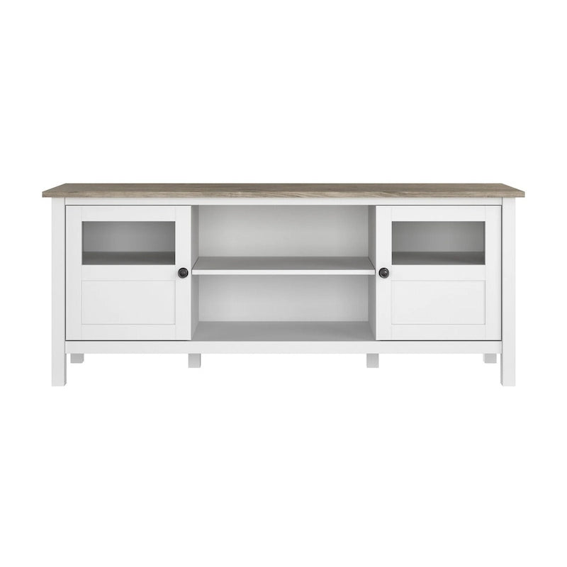 Meuble TV Bush Furniture Mayfield 60W avec portes et étagères.