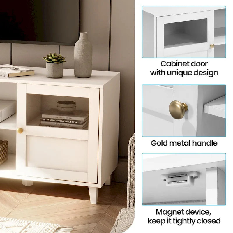 Meuble TV LED avec console multimédia éclairée, meuble de divertissement avec rangement - 59,7 pouces de large