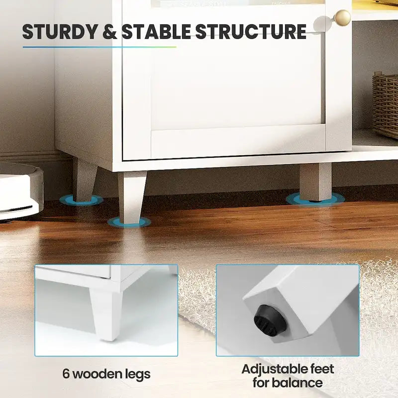 Meuble TV LED avec console multimédia éclairée, meuble de divertissement avec rangement - 59,7 pouces de large