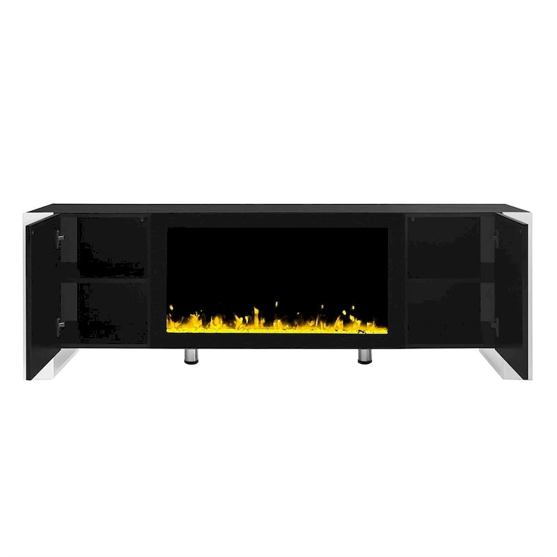Meuble TV moderne avec foyer électrique non chauffant de 34,2 po et armoires