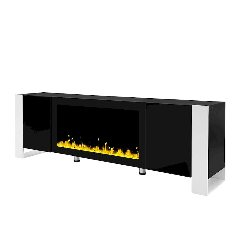 Meuble TV moderne avec foyer électrique non chauffant de 34,2 po et armoires