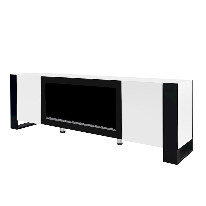 Meuble TV moderne avec foyer électrique non chauffant de 34,2 po et armoires