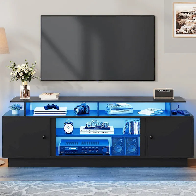 Meuble TV moderne Moasis pour téléviseurs jusqu'à 75 pouces - 40 P x 178 L x 64 H cm